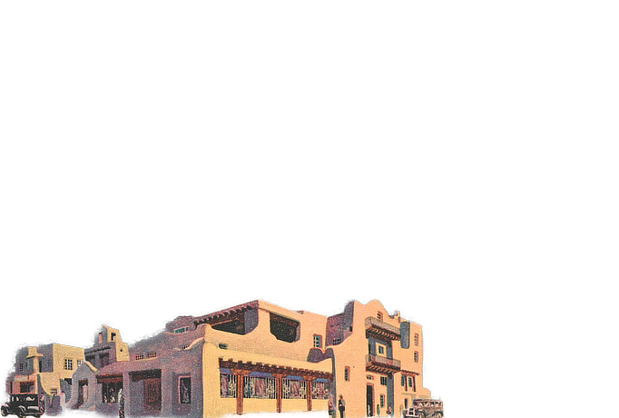 Vintage illustration of La Fonda on the Plaza